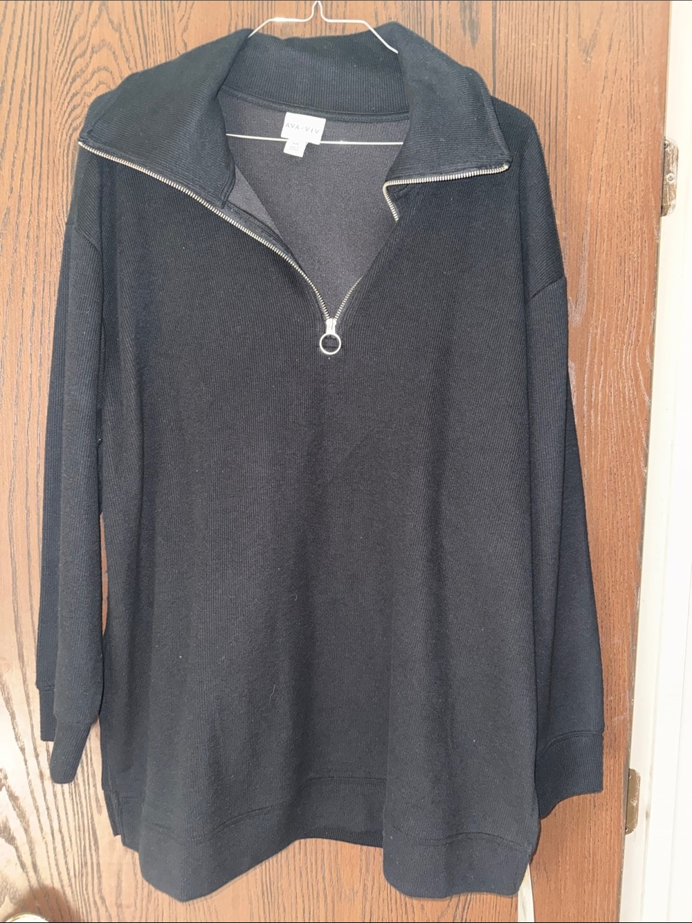 Ava & Viv Black Quarter-Zip Pullover with Ring Pull
